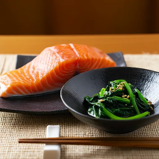 Simple Dinner of Grilled Salmon and Spinach