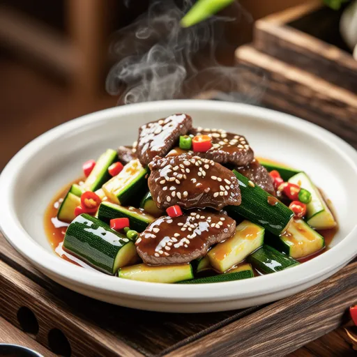 Stir-fried Zucchini and Beef Flank Steak