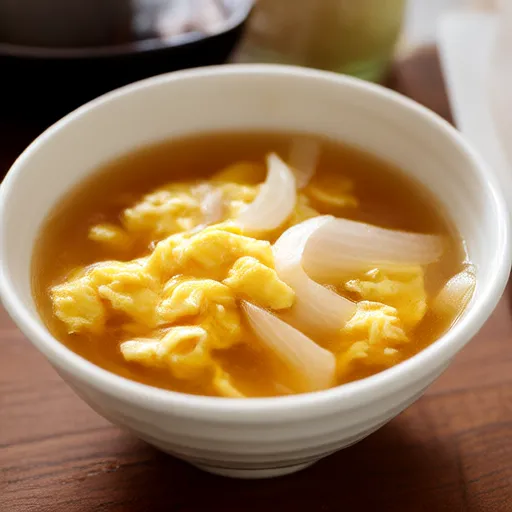 Súp miso với trứng và hành tây
