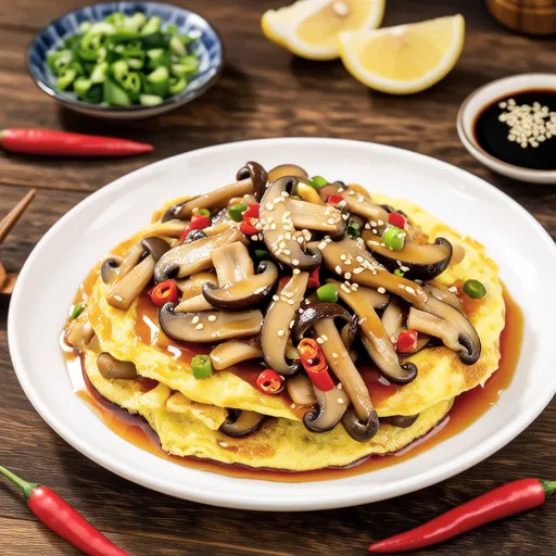 Crispy Enoki Mushroom Egg Pancake