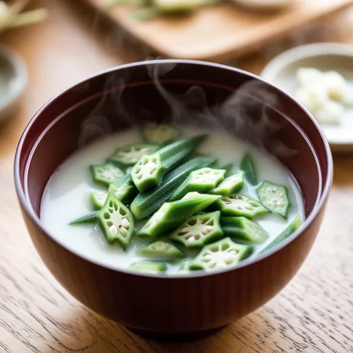 Okra and Wakame Miso Soup
