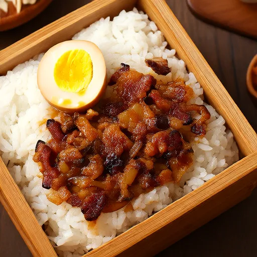 Сладкий и соленый миска с беконом и рисом