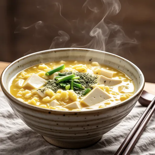 Tofu Chive Egg Soup with Perilla Powder