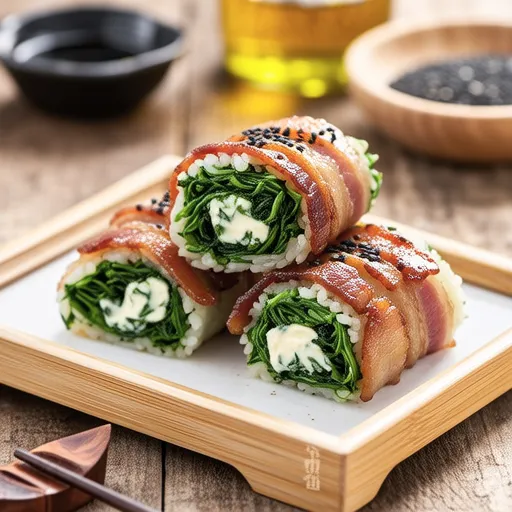 Spinach Bacon Rice Rolls