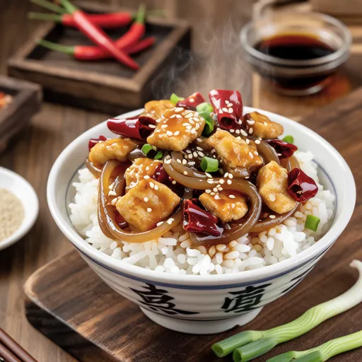 Spicy Stir-fried Fish Cake and Glass Noodles Rice Bowl