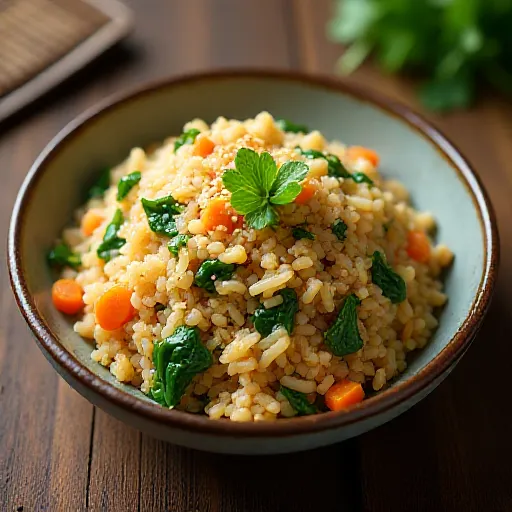 Japanese Fried Rice with Spinach and Carrots