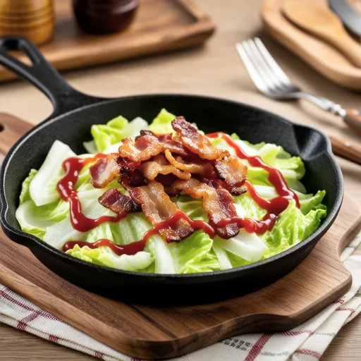 Stir-fried Lettuce and Bacon with Ketchup
