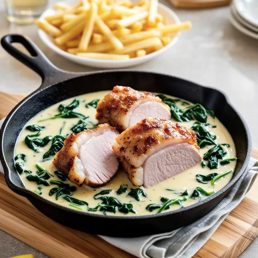 Spinach Cream Sauce Pork Sauté