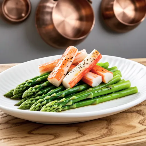 Stir-fried Crab Stick and Asparagus with Miso Mayo