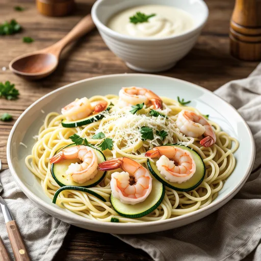 Shrimp and Zucchini Cream Pasta