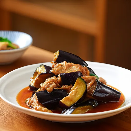 Berenjenas salteadas con cerdo y miso