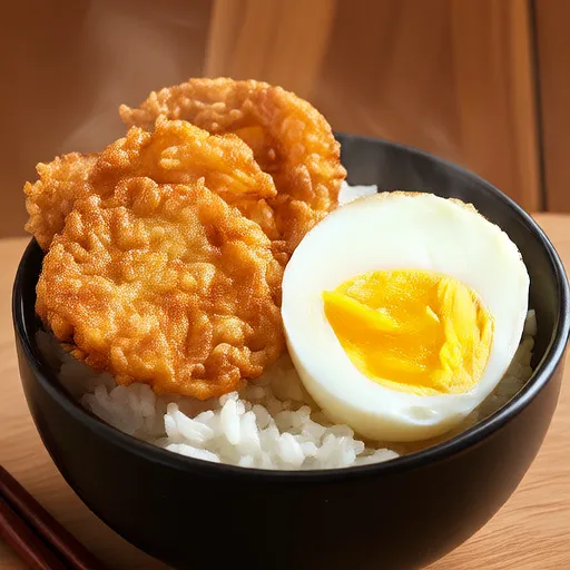 감자전과 계란 프라이 덮밥