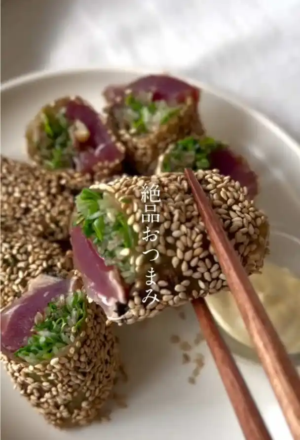 カツオの絶品おつまみライスペーパー巻き