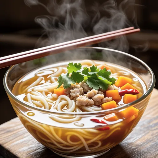 Carrot and Ground Chicken Vermicelli Soup