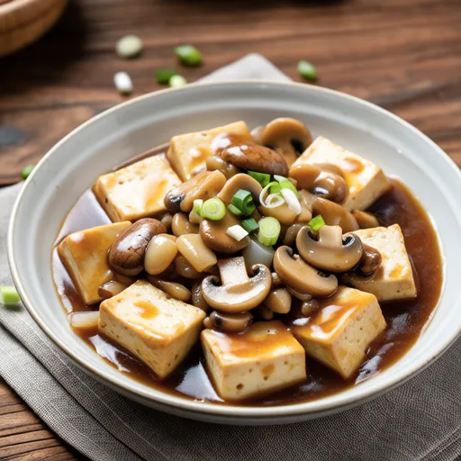 Thick Fried Tofu and Mushroom Ankake