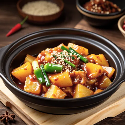 Braised Potatoes with Shishito Peppers