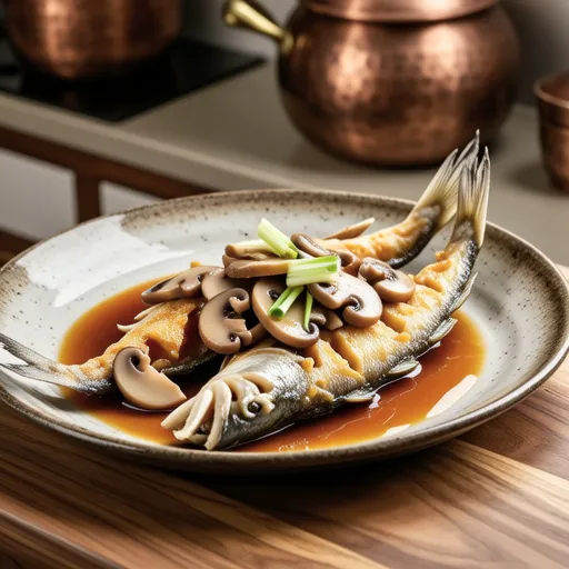 Shishamo with Mushroom Sauce
