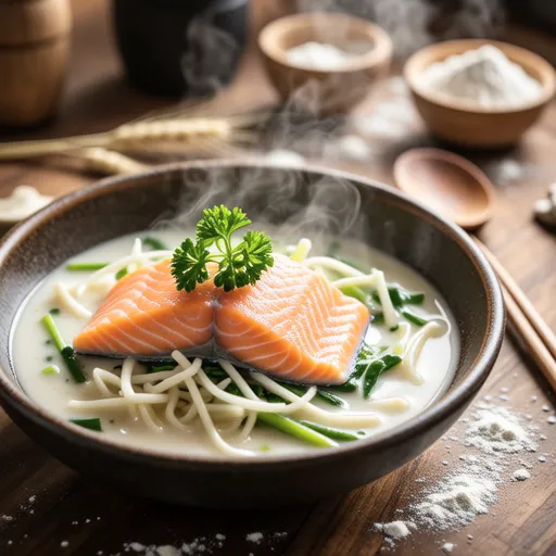 Salmon and Bean Sprout Cream Stew