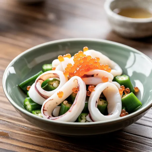 Squid and Mentaiko with Okra
