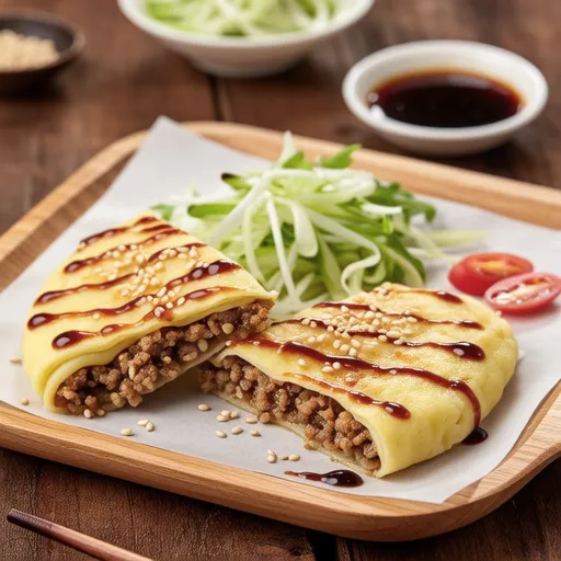 Pork Mince and Bean Sprout Cheese Okonomiyaki