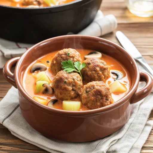 Celery and Meatball Tomato Cream Stew