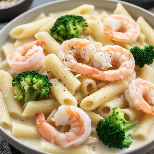 Shrimp and Broccoli Okara Cream Pasta