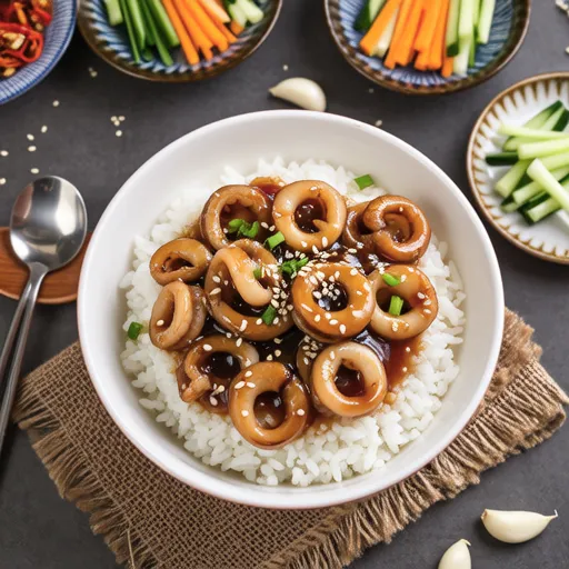 Teriyaki Sauce Squid Rice Bowl