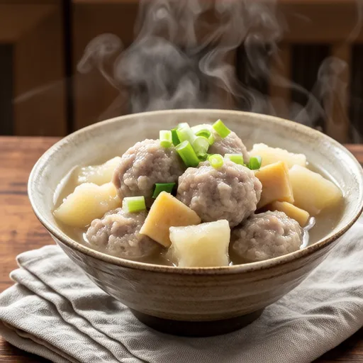Pork Ball and Mochi Daikon Stew