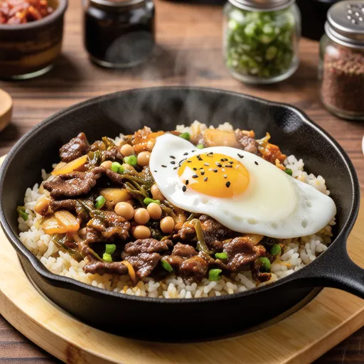Beef and Bean Sprout Kimchi Fried Rice