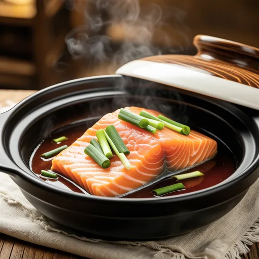 Salmon and Scallion Ginger Vinegar Simmer