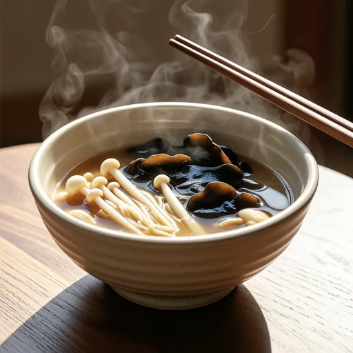 Enoki and Wakame Miso Soup