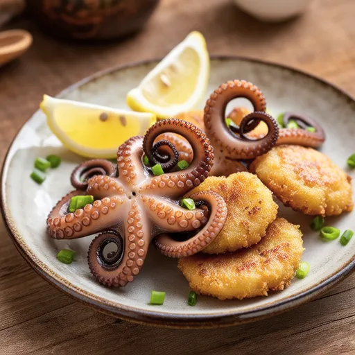 Octopus and Grated Yam Fritters