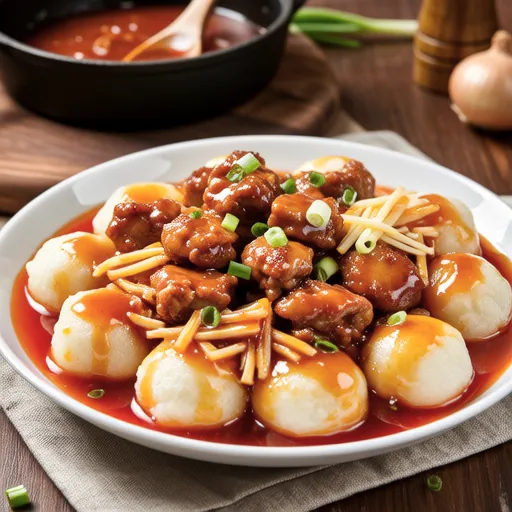 Sweet and Spicy Chicken with Cheese Topped Tteokbokki