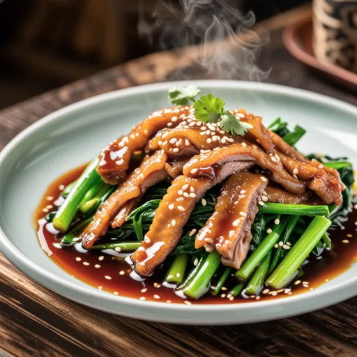 Sweet Winter Green Onion and Smoked Duck Stir-fry