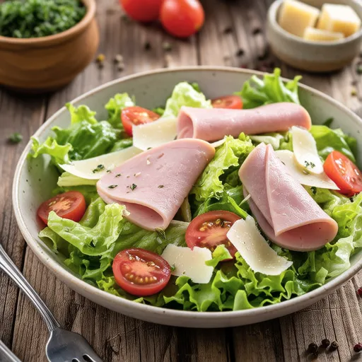 Lettuce and Ham with Parmesan Cheese Dressing