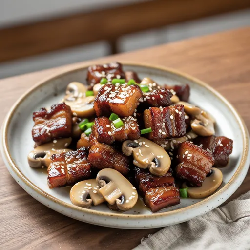 Stir-fried Pork Belly and Shimeji Mushrooms