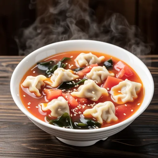 Tomato and Wakame Wonton-style Soup