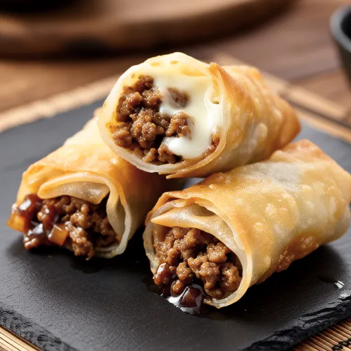 Cheese Spring Rolls with Meat Sauce