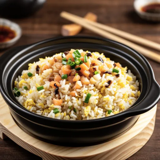 Salmon and Zha Cai Fried Rice