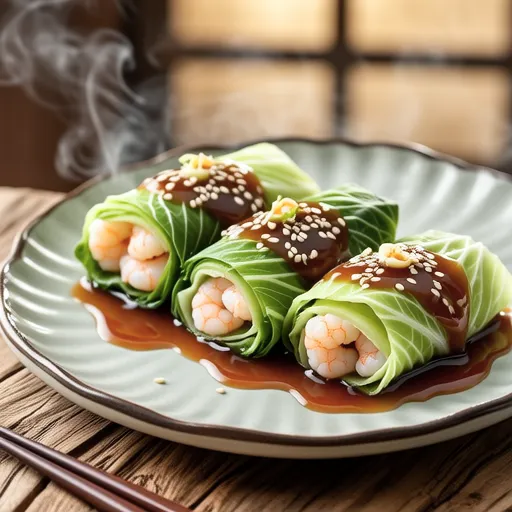 Japanese Style Shrimp Stuffed Cabbage Rolls