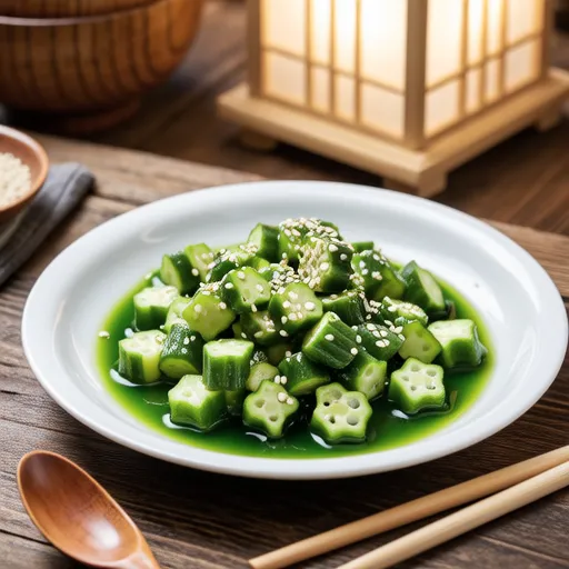 Nagaimo and Okra with Yuzu Pepper Dressing