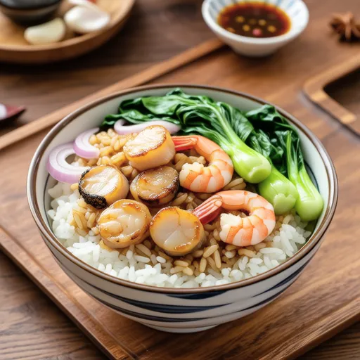 Bok Choy Shrimp and Scallop Rice Bowl