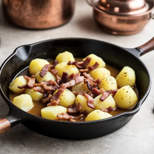 Simmered New Potatoes and Bacon in Consomme