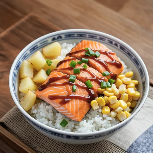 Salmon and Butter Soy Sauce Rice with Potatoes