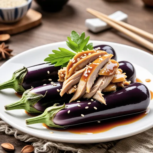 Steamed Eggplant and Chicken with Tangy Sauce