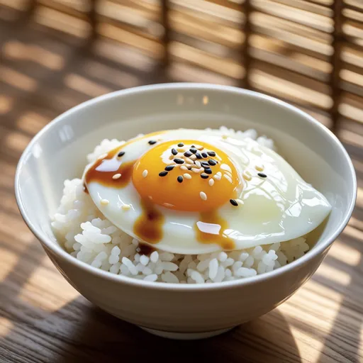 Microwave Poached Egg Mayo Rice