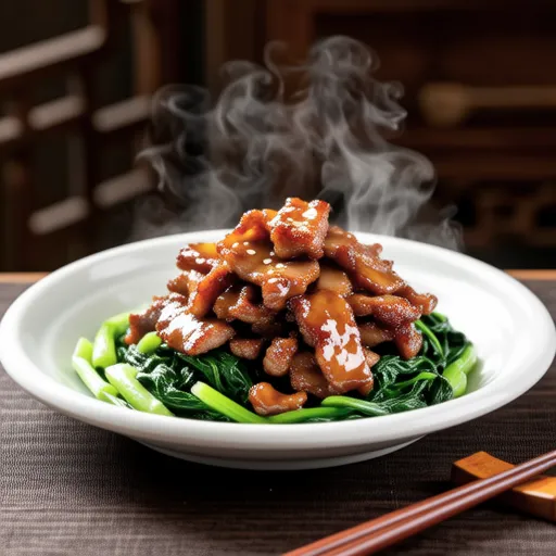 Stir-fried Pork and Spinach with Soy Sauce