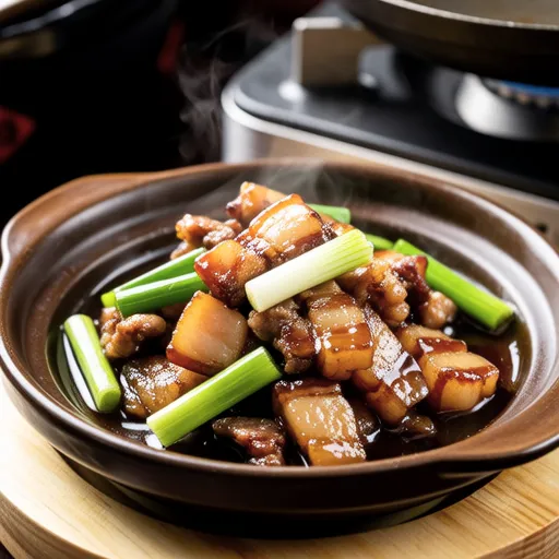 Stir-fried Pork Belly and Leaf Onion with Oyster Sauce