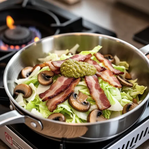 Stir-fried Cabbage and Bacon with Mustard