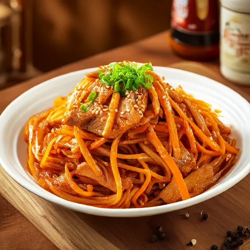 豬肉炒與馬鈴薯麵條